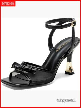 Kitten Heel Lace Up Bow Mesh Square Toe Sandals Heels